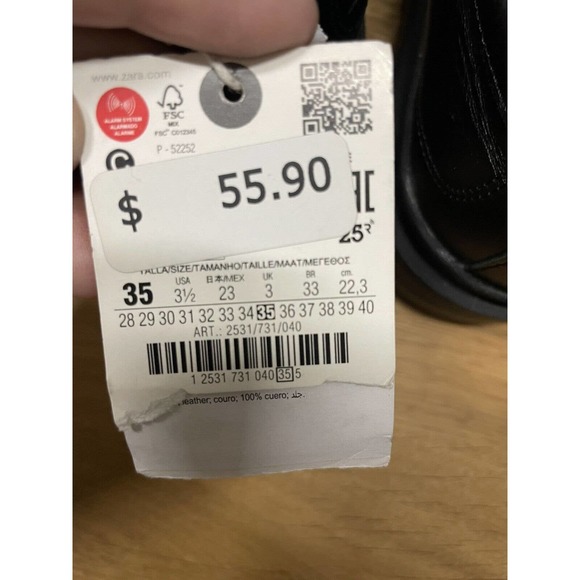 Zara Chunky Platform Loafer shoes Size 3.4 EU 35 Black slip on - Picture 8 of 9